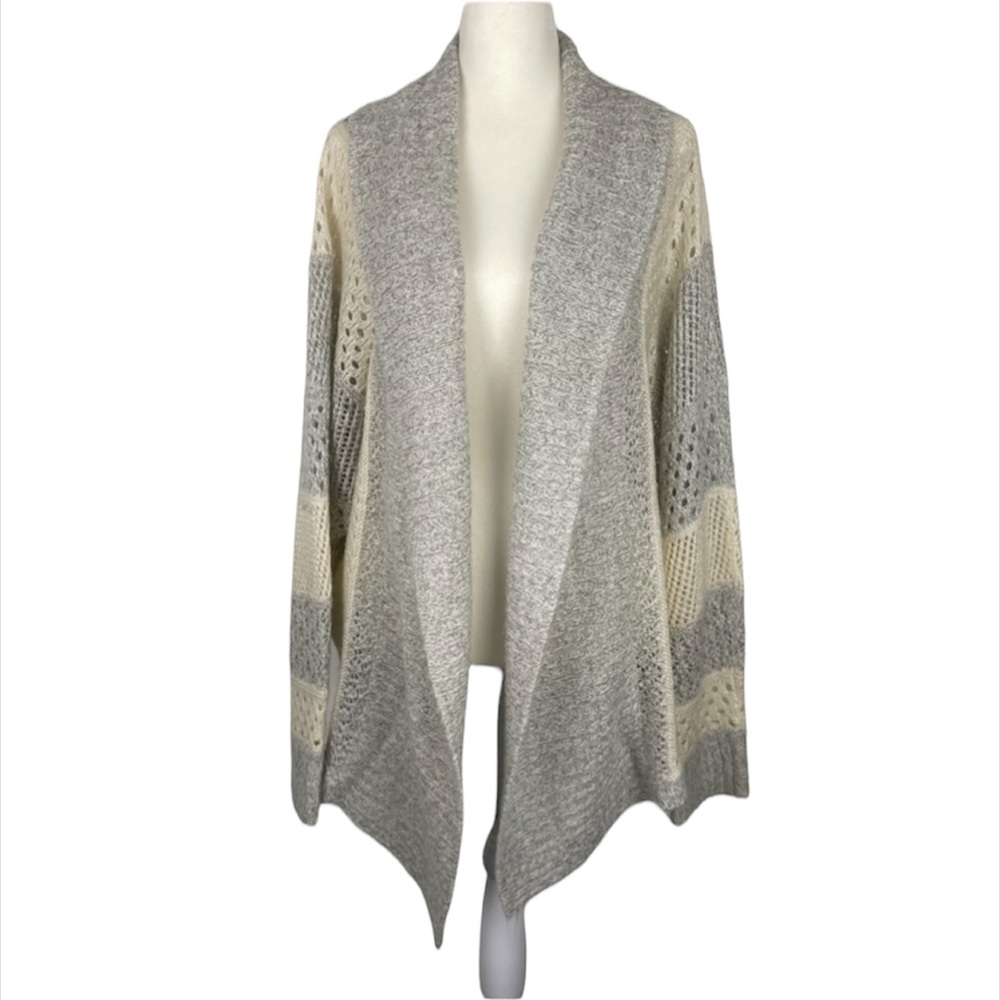 Torrid Cardigan Drape Stripe Size 2 Gray Cream